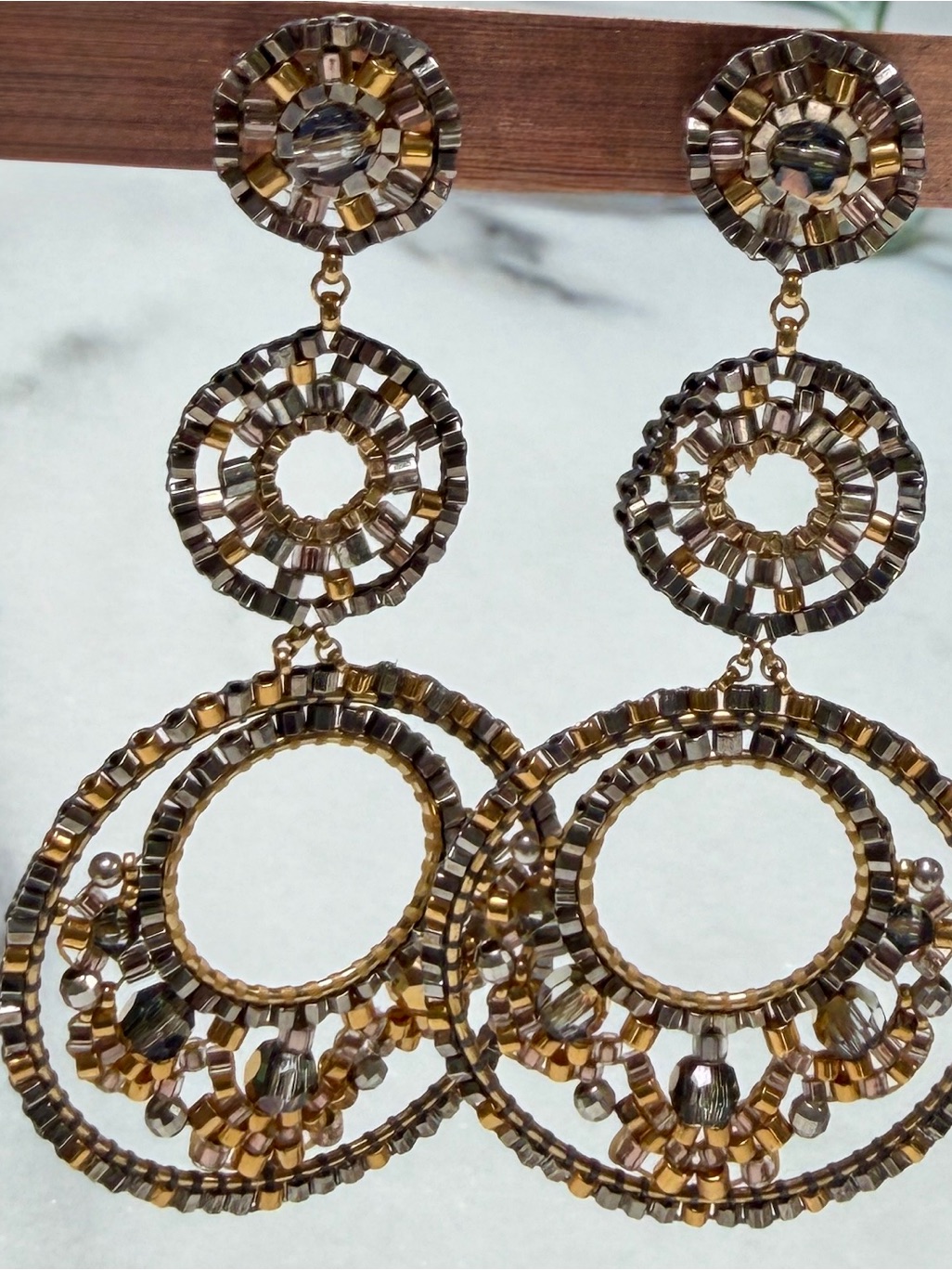 Miguel Ases Beaded Drop Post Earrings